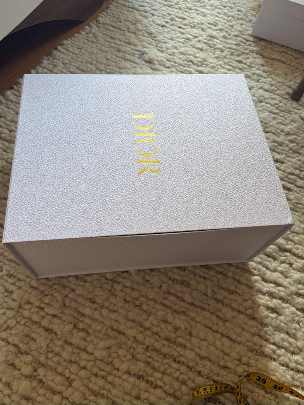 Dior XL Pebbled White Gift Box with Gold Logo